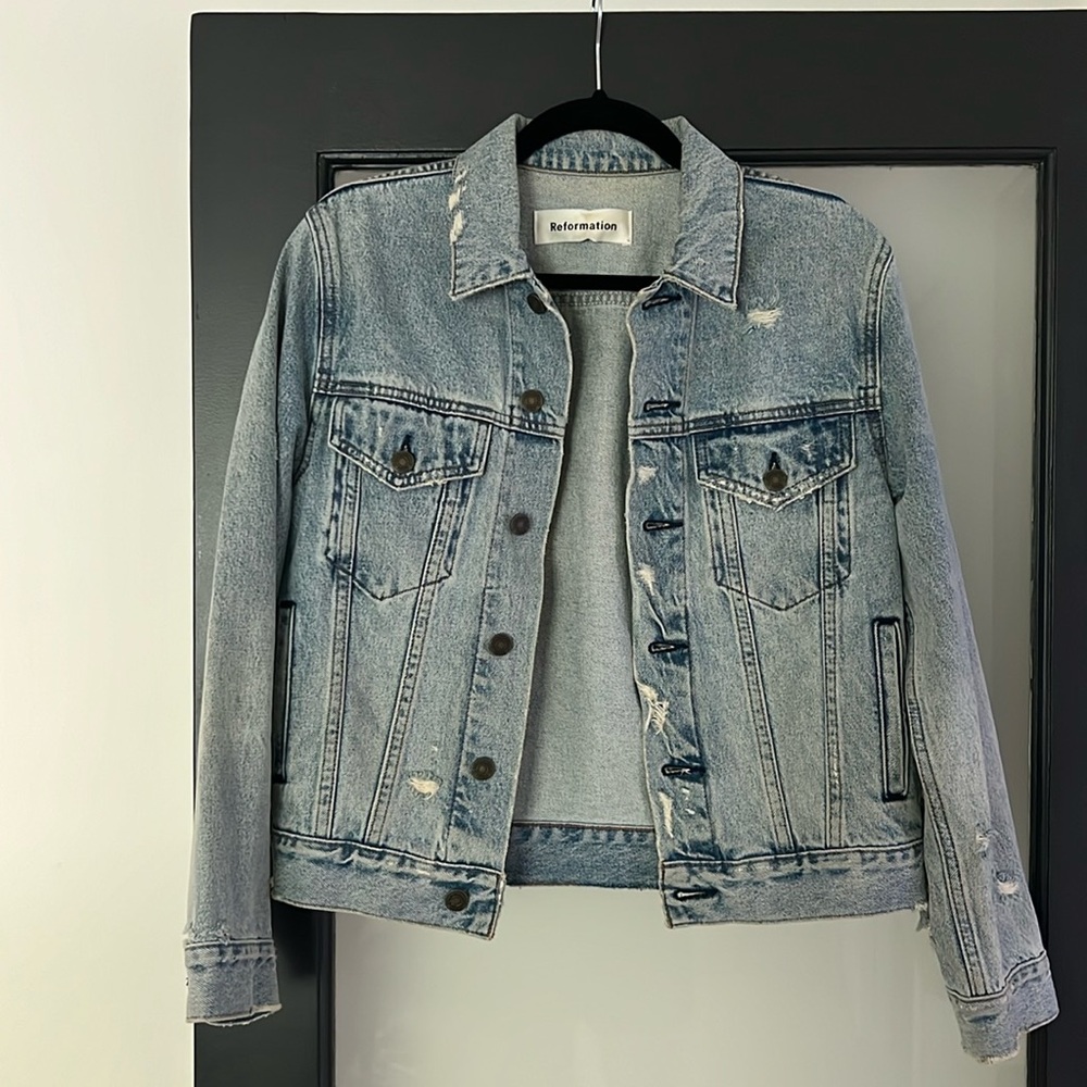 Reformation distressed Jean jacket - size small